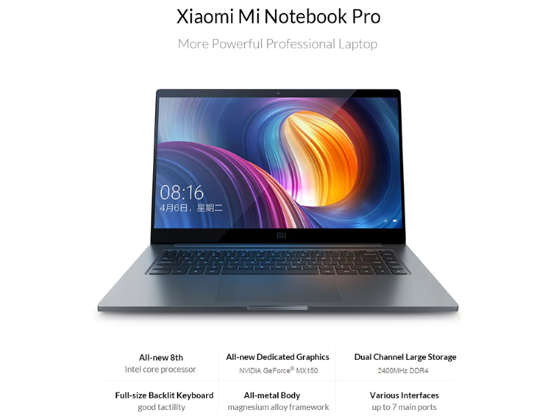 [Gutscheincode] Xiaomi Mi Notebook Pro – mit USB-Typ-C-Anschluss