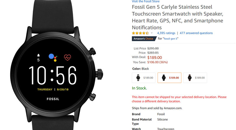 Fossil-Gen-5-Carlyle-HR-Edelstahl