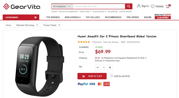 Huami Amazfit Cor2 Fitness Smartband Globale Version -Gutscheincode