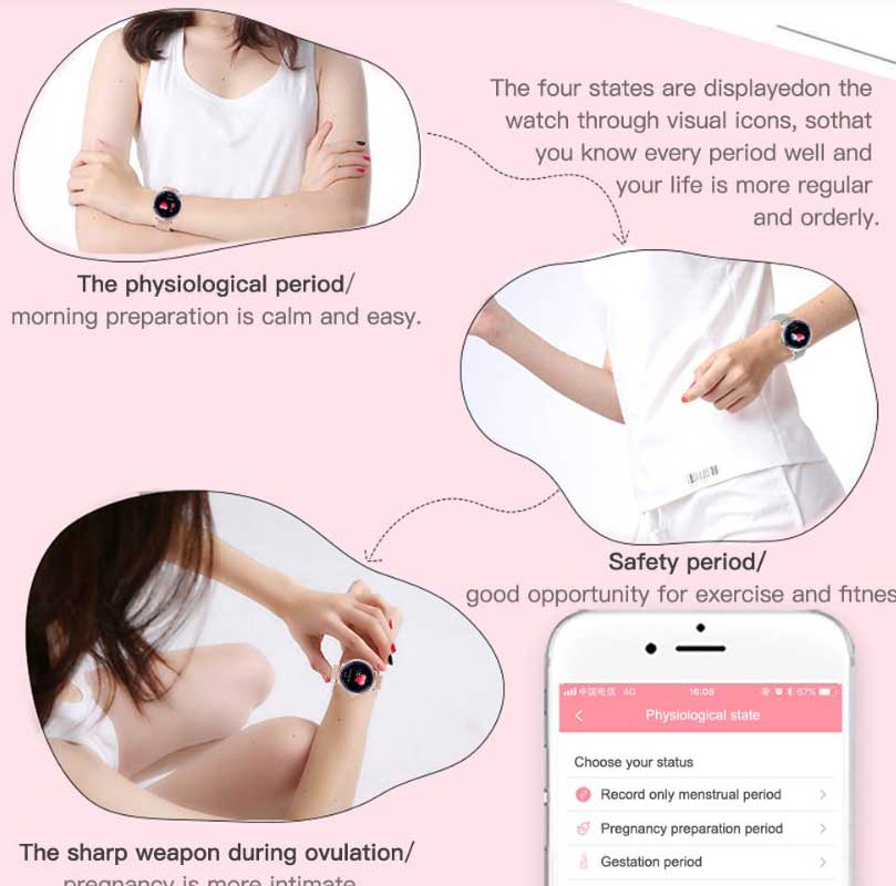Weiblich-Physiologischer-Perioden-Tracker-für-Makibes-NY12-Smartwatch