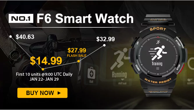 No.1 F6 Smartwatch FLASH SALE 27,99 $, die ersten 10 Einheiten nur 14,99 $