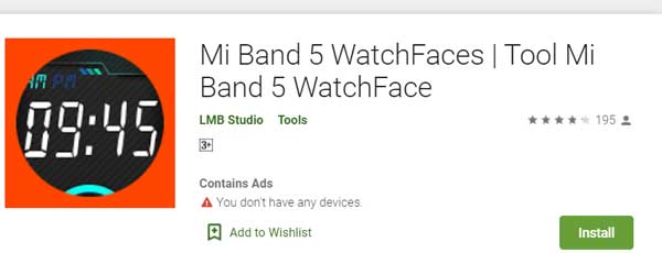 Mi Band 5 Zifferblätter