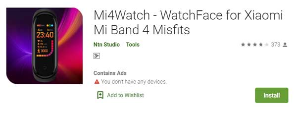 Mi4Watch – WatchFace für Xiaomi Mi Band 4 MisFits von Ntn Studio