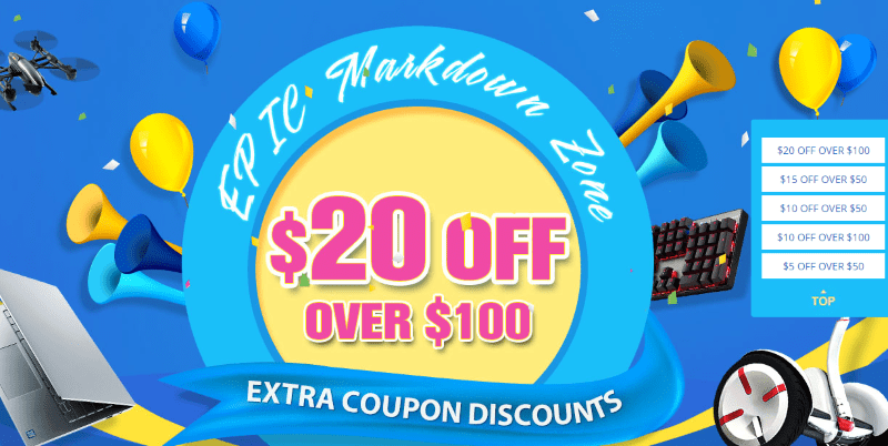 Anleitung: Epic Mark Down Sale Promotion bei Gearbest.com –Gutscheincode $20 OFF