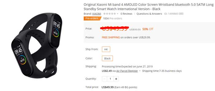Xiaomi Mi Band 4 Gutscheincode –Internationale Version